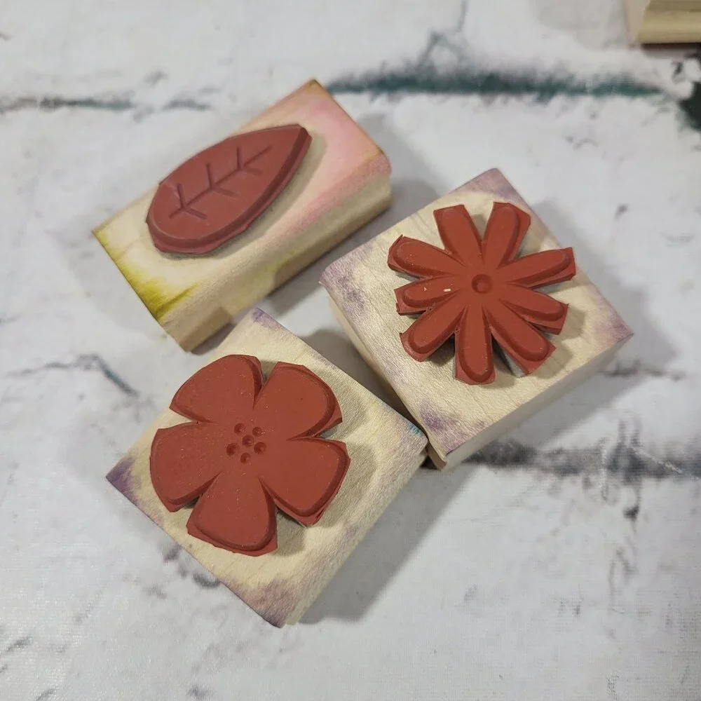 Stampin Up! Rubber Flower Stamps Set Of 5 Floral Design Wood-Mounted Crafting To